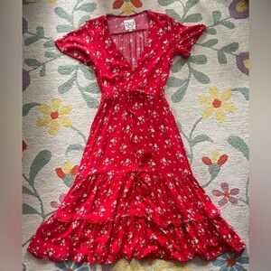 Sunday Mi Amor Maxi Dress Red floral Size Small